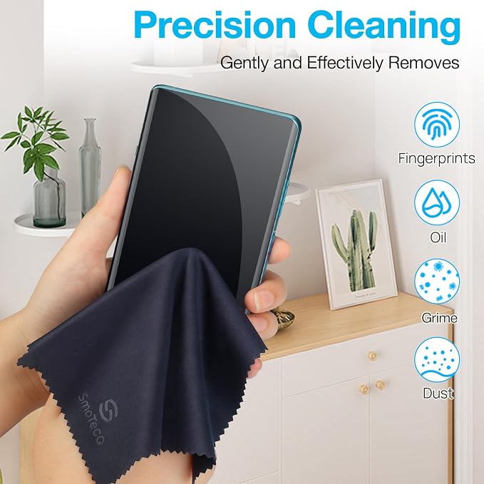 SmoTecQ Glasses Cleaner Kit – Alcohol-Free, Plant-Based Spray + Ultra-Soft Microfiber Cloths for Eyeglasses, Screens & Cameras – 2 x 2oz Spray Bottles + 2 Cloths + Travel Pouch Set