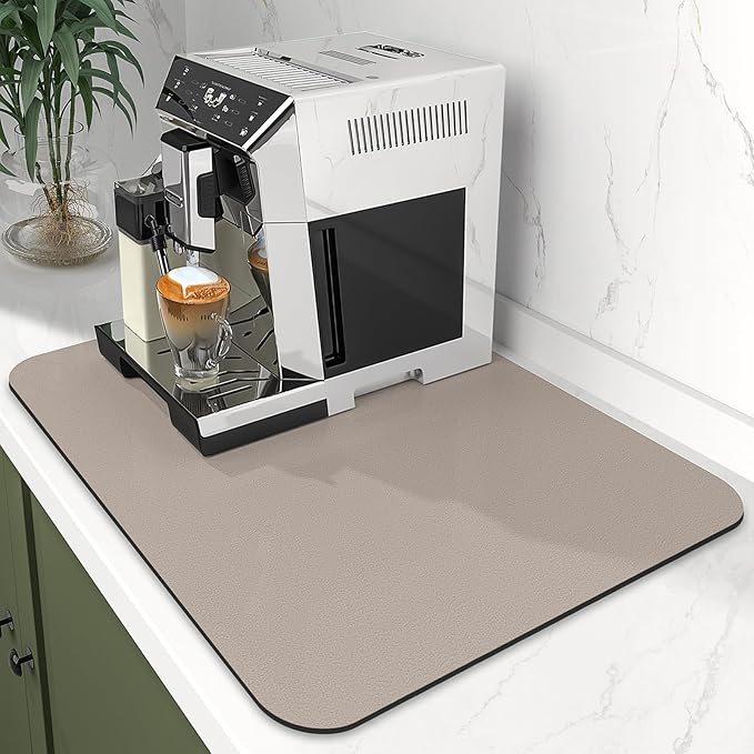 WISELIFE Dish Drying Mat Super Absorbent Drying Mat Large Dish Drying Mats for Kitchen Counter Easy Clean Dish Mat Kitchen Drying Mat15"x 18" Classic Khaki
