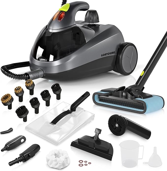 Heavy-Duty Steam Cleaner for Home, 1500W High Pressure | Multipurpose Steamer for Cleaning with 22 Accessories for Tile, Grout, Hardwood Floors, Bathroom, Kitchen & Car Detailing