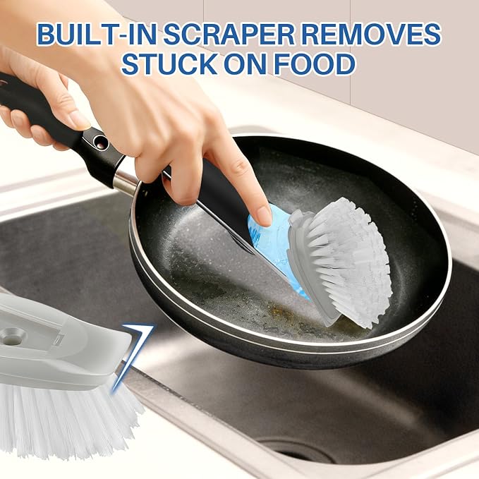 Dish Brush Refills 4 Pack, Grey Replacement BrushHeads Compatible with OXO Dish Brush & OXO DishScrubber