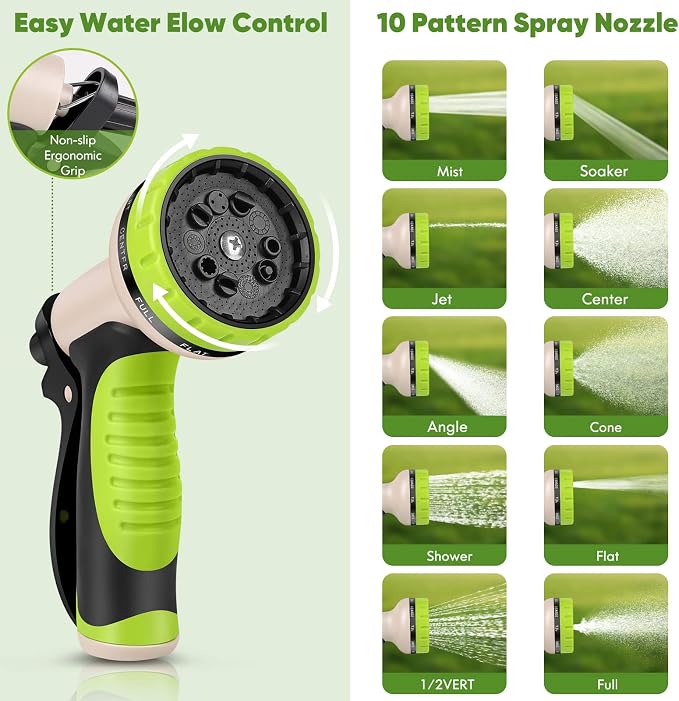 Unywarse Garden Hose 200ft, Stainless Steel Heavy Duty Water Hose with 10 Function Nozzle Flexible, Lightweight, No-Kink, Pet Proof, Puncture Proof Metal Hose for Yard, Outdoor