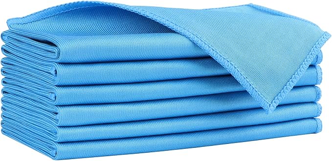 HOMEXCEL Microfiber Glass Cleaning Cloths 6 PK, Lint Free Streak Free, Reusable Microfiber Magic Cleaning Cloth for Cleaning Windows, Glasses, Mirrors, Screens, Stainless Steel, and More, Blue-14”×16”