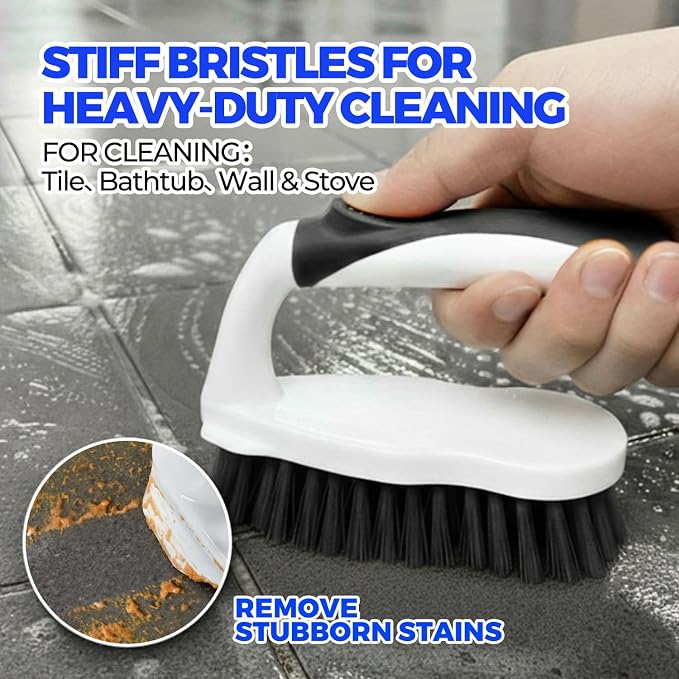 Holikme 6 Pack Cleaning Brush Scrub Brush Kitchen Brush for Floor,Black | Scrub Brushes for Cleaning, Heavy-Duty Scrub Brush, Stiff Bristles Cleaning Brush for Kitchen Bathtub Floor and Wall