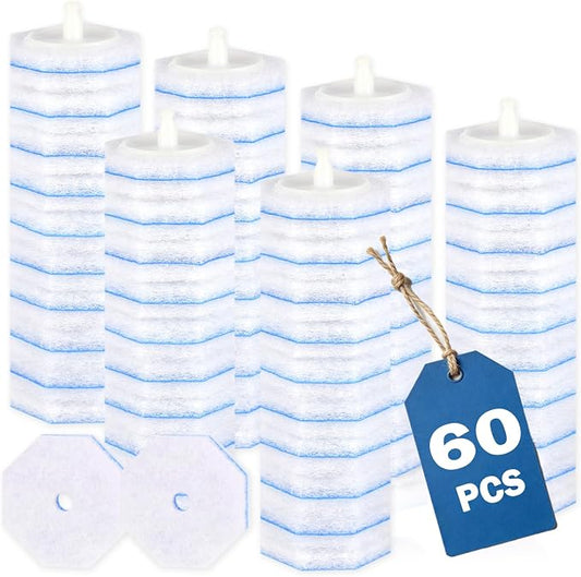 60 Count Disposable Toilet Brush Refill Heads, Sturdy Non-Shed Replacement Pads with Fresh Fragrance
