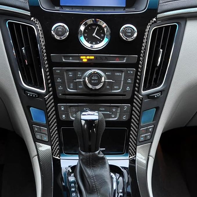 Real Carbon Fiber Trim for Cadillac CTS Accessories | for 2008 2009 2010 2011 2012 2013 Center Console Side Strip Sticker Interior Thick Overlay Decal
