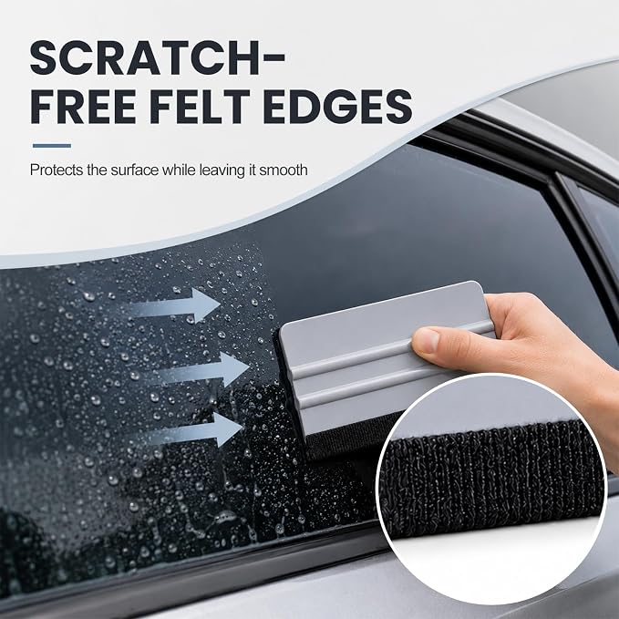 Window Felt Squeegee, 5.9 × 3.0 Inch Scratch Free Vinyl Scraper Car Wrap Tint Squeegee, Universal Smoothing Tool for Car Window Tint Wallpaper Glass Film Application