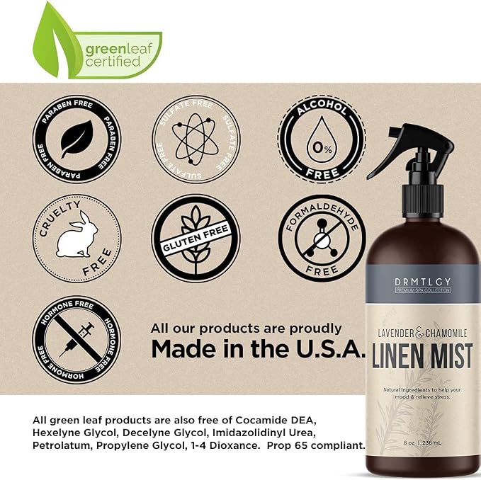DRMTLGY Green Tea Linen Mist | Aromatherapy Pillow & Room Spray | Green tea scent, Relaxing aromatherapy, Fabric freshening, Pillow & linen safe, Home fragrance, Pure essential oils