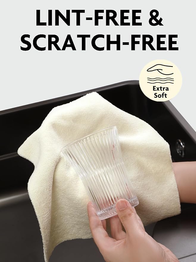 Fantasticlean Kitchen Towels Roll, 80 Sheets, 10'' (Pink,Grayish,Beige,Tan) | Tear-away Dish Towels for Kitchen, Ultra Absorbent, Lint-free, Premium Microfiber Cleaning Cloths, for All-Purpose Cleaning