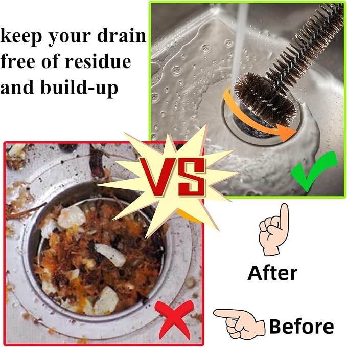 Garbage Disposal Brush and Cleaner with Extra Long 15" Handle Effortlessly Remove Residue,and Build-Up Universal Fit for All Disposal Units