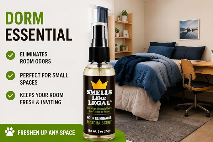 Matcha Scent 3 oz Travel Size Odor Eliminator Spray – Eliminates Smoke, Cannabis, Pet & Food Odors – Fabric Safe – Made in USA