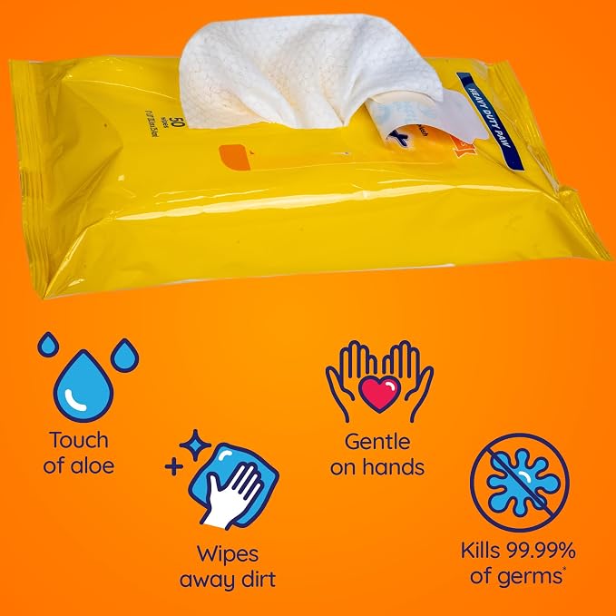 Wet Ones for Pets Antibacterial Heavy Duty Dog Paw Wipes with Tropical Splash Scent - Kills 99.99% of Germs, Thick Durable Disposable Paw Wipes for Dogs, 50 Count