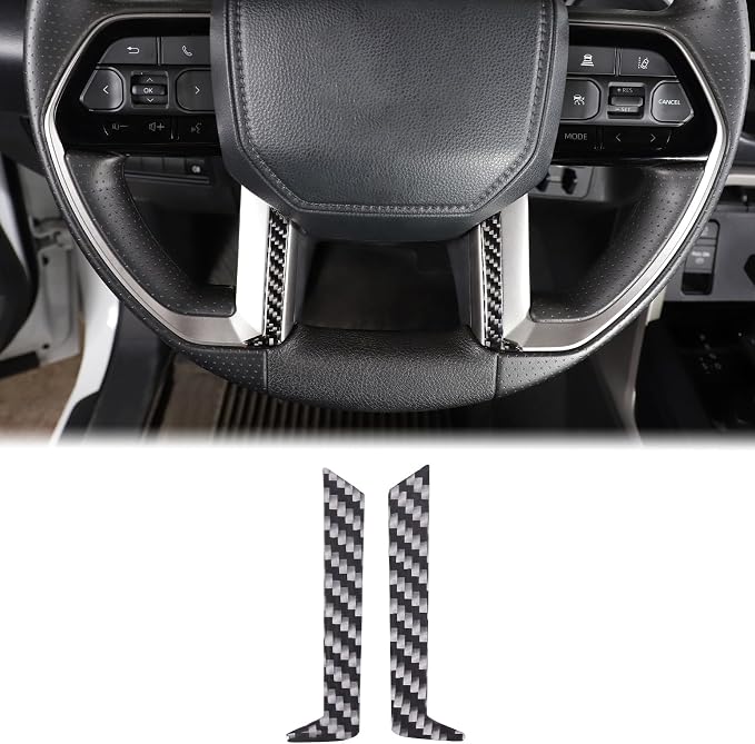 Car Steering Wheel Decoration Frame Cover Trim Compatible with Toyota Tundra/Sequoia 2022-2024 & Tacoma 2024 Carbon Fiber Center Console Steering Wheel Lower Panel Moulding Protect Sticker Accessories