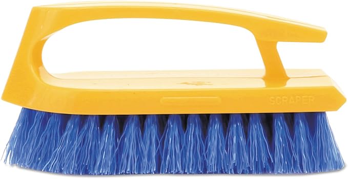 Rubbermaid Commercial Products Iron Handle Scrub Brush 6-inches Polypropylene Fill Cobalt Bristles For Hard Scrubbing on Tile/Grout/Floors/Walls/Countertops