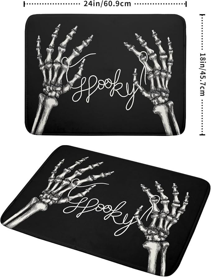 Halloween Dish Drying Mat for Kitchen Counter Spooky Skeleton Festival Microfiber Absorbent Dish Draining Reusable Washable Foldable Extra Large 18"x24"