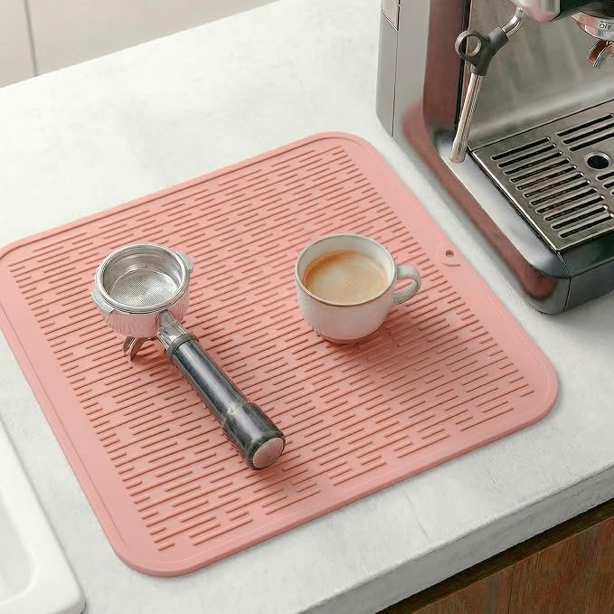 MicoYang Silicone Dish Drying Mat for Multiple Usage,Easy clean,Eco-friendly,Heat-resistant Silicone Mat for Kitchen Counter or Sink,Refrigerator or Drawer Liner Pink XL 18 inches x 16 inches
