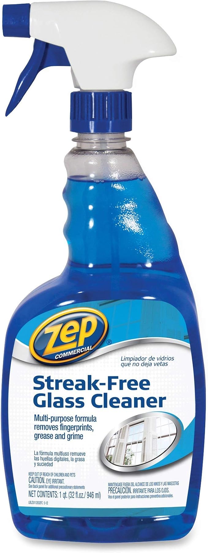 Zep Stainless Steel Cleaner and Polish 14 Ounces - ZUSSTL14 - Protects Metal Surfaces from Fingerprints, Soil and Waterspots & Streak-Free Glass Cleaner 32 oz ZU112032, Blue
