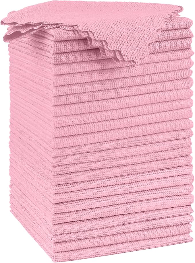 Orighty Microfiber Cleaning Cloth - 24 Pack, Pink Cleaning Rags 12x11 inch | Microfiber Towels for Cars, Highly Absorbent Household Cleaning Supplies, Reusable Lint Free Cloths for House, Kitchen