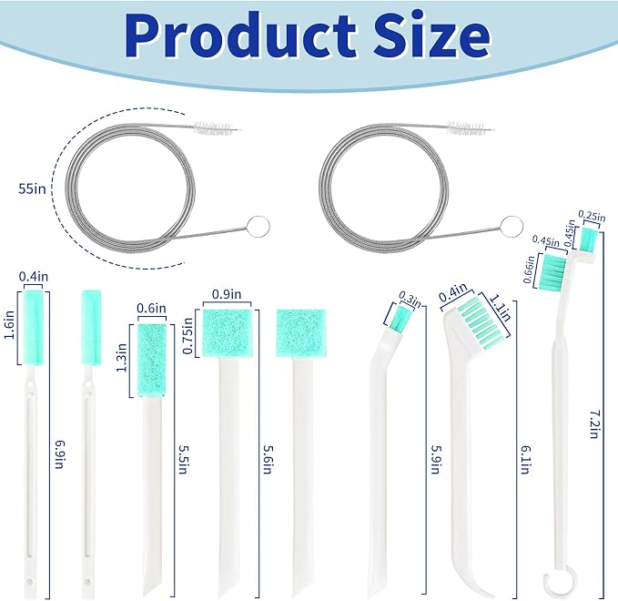 Ice Machine Cleaner Kit - 30Pack Ice Maker Cleaner Tablets - 10Pcs Pipe & Crevice Brush Set - Commercial & Portable Countertop Icemaker Cleaning Solution
