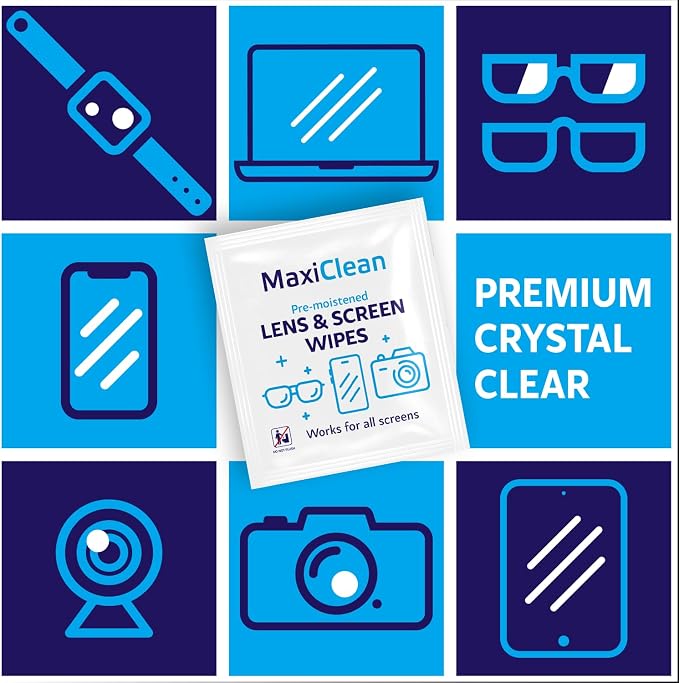 Lens Wipes for Eyeglasses – 200 Lens Wipes Individually Wrapped, Pre-moistened Eyeglass Cleaning Wipes, for Glasses Cleaner, Sunglasses, Camera Lenses, Laptop Screens, Phones, Happy Eye Glasses