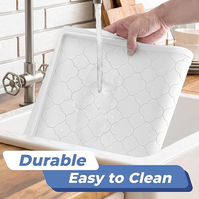 Jin&Bao Waterproof Under Sink Mat 34" x 22", Thick Silicone Mat Cabinet Protector for Kitchen and Bathroom, Shelf Liner, Home Organizer and Storage, Multipurpose Tray for Gadgets and Essentials