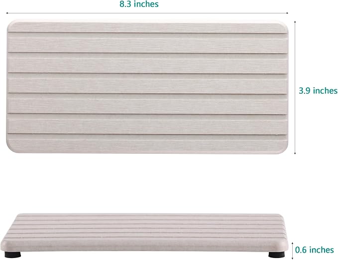 NiuYichee 2 PCS Water Absorbent diatomite Coasters, 8.3" x 4" Water Absorbing Stone Tray for Sink, Stone Drying mat for Kitchen Counter, Stone soap Tray Used for Hand Soaps & toiletries & Plants