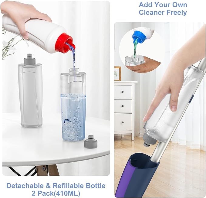Spray Mops for Hardwood Floors Cleaning: MEXERRIS Wet Mop with 2 Refillable Bottles - Floor Mop with 4 Washable Pads for Swiffer PowerMop - Home Commercial Dry Dust Mops for Laminate Tile Vinyl Wood