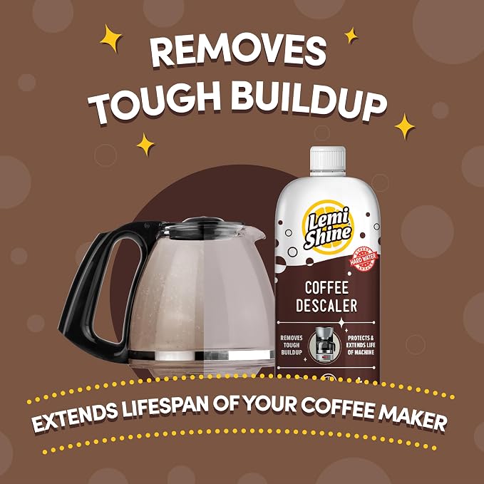 Lemi Shine Coffee Descaler - Made with Food-Grade Citric Acid - 15 oz | Removes Tough Buildup - Food-Grade Citric Acid Coffee Maker Cleaner for Nespresso, Keurig, and More
