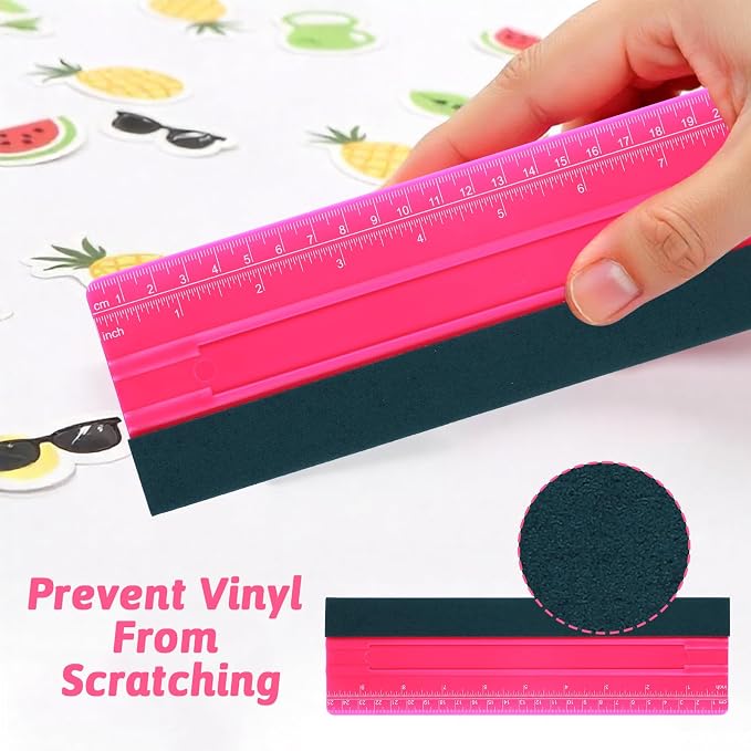 Wallpaper Smoothing Tool, Professional Vinyl Squeegee with Ruler Felt Squeegee for Vinyl Decals Sticker Paper Wallpaper Window Film Tools
