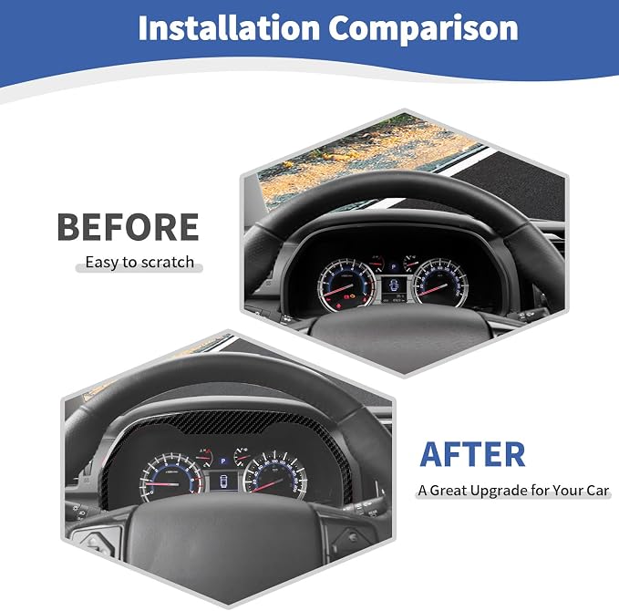 RT-TCZ for 4Runner Console Instrument Panel Dash Gauges Cluster Trim Cover for Toyota 4Runner 2010-2023 Carbon Fiber Interior Accessories