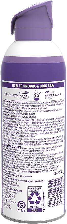Lysol Air Sanitizer Spray with Bacterial Odor Eliminator for Home & Office, Sanitizing Air Spray, Air Freshener Alternative, Light Breeze Scent, 10 oz (Pack of 3)