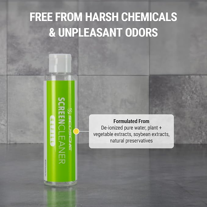 Scosche SCOCLNR Refill Bottles for Streak-Free Electronic Screen Cleaner Spray and Wipe Cleaning Kit for TV, Computer, Phone, iPhone, iPad, Laptop, MacBook, Car Touchscreen, 3 Pack of Refills