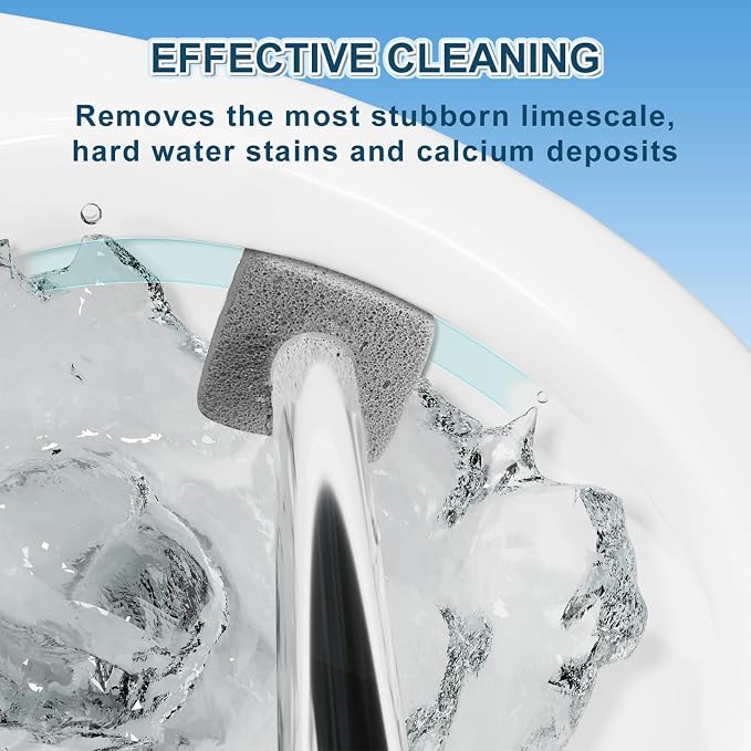Pumice Stone Toilet Bowl Cleaner,16.7Inch Toilet Pumice Stone with Handle Cleans Hard Water Ring Calcium Buildup&Stains for Toilet Bath Kitchen Household Cleaning (Grey)