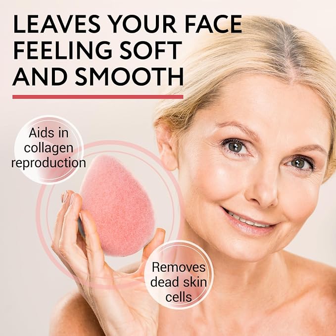 IMPRESA Facial Sponge - Daily Deep Cleansing Face Scrubber - Gentle Exfoliating Pads for Dead Skin Removal - Reusable Face Scrub Pads for Normal to Oily Skin (Peach/White, Thick)