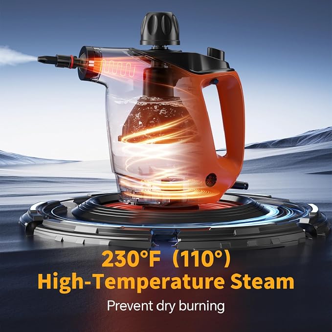 TICYACK Handheld Steam Cleaner, Steam Cleaner with 16 PCS Accessory & Safety Lock,500ML Capacity, Multi-Surface Deep Cleaning for Home, Car, Bathroom, Grout, Floor, Window (Orange)