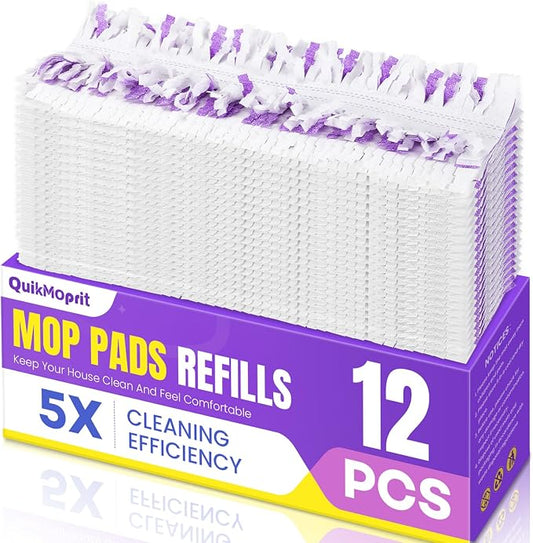 12 Pcs Power Mop Refills Pad, 5X Cleaning Multi-Surface Replacement for Swiffer Power Mop, Wet Pads Refill for Wood Floors & More, Compatible with Swiffer PowerMop Pads & Mopping Refills