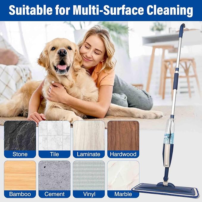 16.5" Microfiber Mop Pads Refills, 4 Pack Reusable Replacement Heads | reusable wet mop refills, machine washable for 14-16 inch spray mops, hardwood floors, dust cleaning & scrubbing