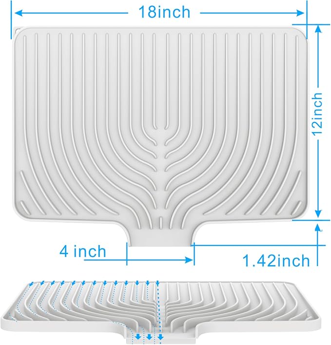 Dish drying mats for kitchen counter,18"×12"Silicone Self-Draining mat | Various sizes and colors,Self-Draining Slope Structure,Enabling faster drying,Heat-Resistant,Easy to clean,Food-grade
