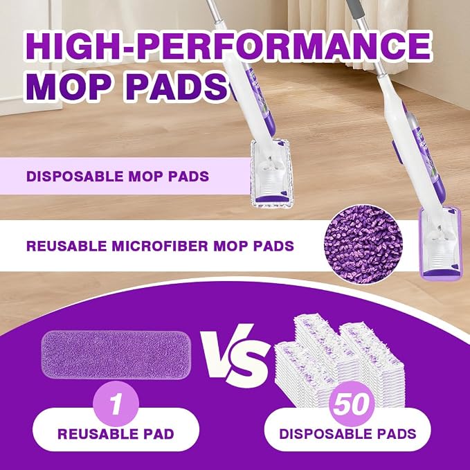 HOMEXCEL Microfiber Mop Pads 8 Pack for Swiffer PowerMop 13"-15" Washable | Dry & Wet Use, Machine Washable & Reusable, Effective Cleaning, Power Mop Pads Refills for Wood/Tile/Laminate/Marble