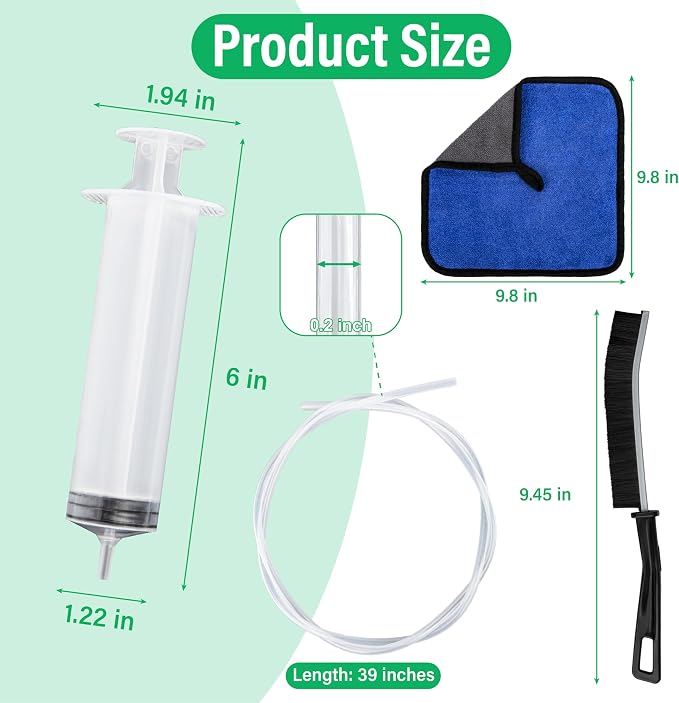 ecocstm Auto Sunroof Drain Cleaning Tool, 120 Inch Flexible Drain Brush | Sunroof Drain Cleaner with Pipe Cleaning Brush, Injector Hose and Crevice Brush, Cleaning Tool for Drains, Sewers, Windshield