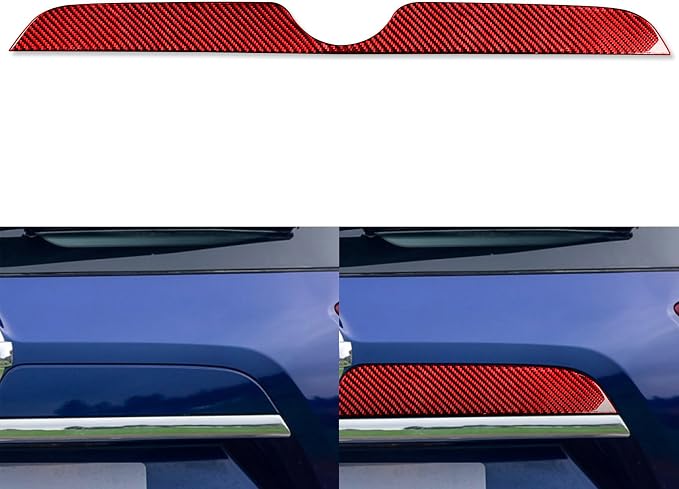 Red Real Carbon Fiber Trim for Nissan Rogue Accessories | for 014 2015 2016 2017 2018 2019 2020 S SL SV Rear License Plate Upper Decorative Strip Sticker Exterior Thick Overlay Decal