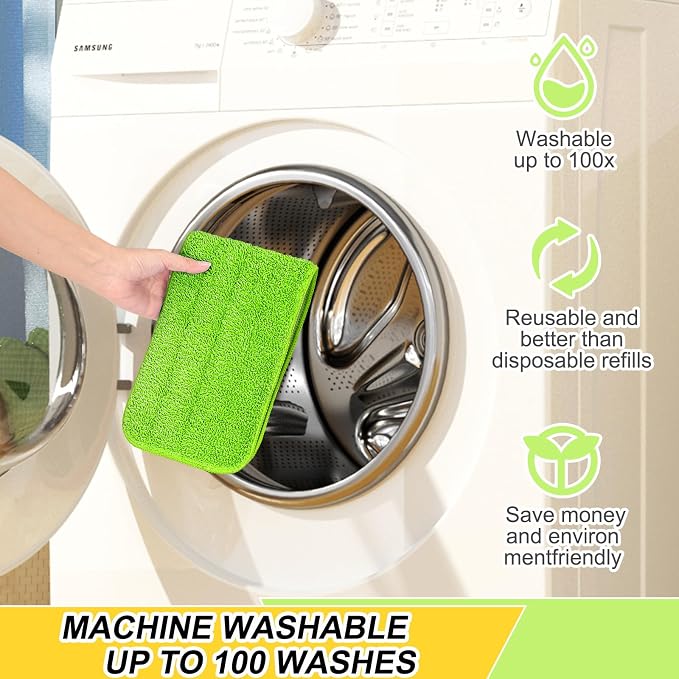 16.5 Inch Reusable Mop Pads Microfiber Spray Mop Replacement Heads for Wet/Dry Mops Compatible with Bona Floor Care System (6 Pack)