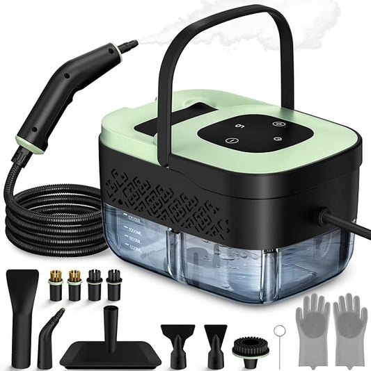 Steam Cleaner, Portable Steamer for Cleaning with 16pcs Accessories, 6-Level Adjustable and 15s Heat-Up, Handheld Steam Cleaner for Home, Tile, Dirt, Grout, Grease, Car Detailing