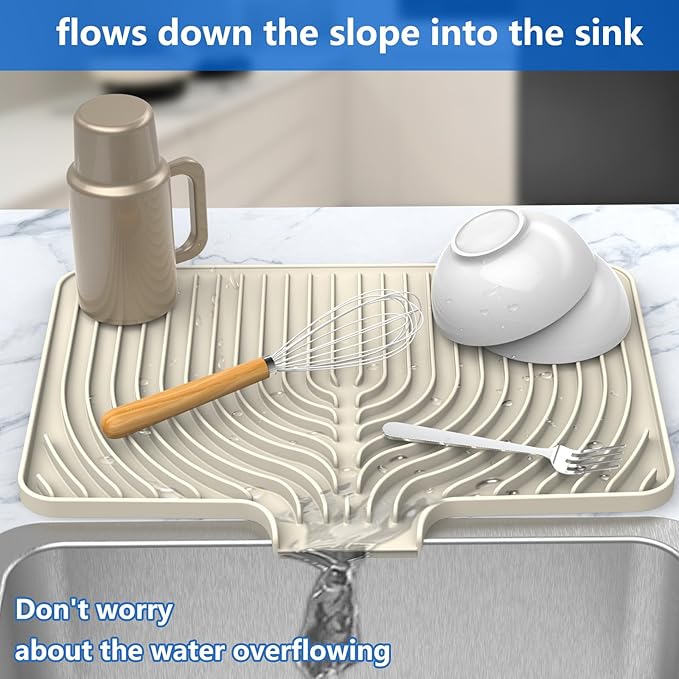 Dish drying mats for kitchen counter,18"×12"Silicone Self-Draining mat | Various sizes and colors,Self-Draining Slope Structure,Enabling faster drying,Heat-Resistant,Easy to clean,Food-grade