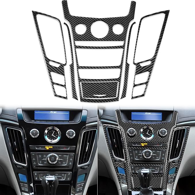 Real Carbon Fiber Trim for Cadillac CTS Accessories | for 2008 2009 2010 2011 2012 2013 Center Control Kit Panel Sticker Interior Thick Overlay Decal