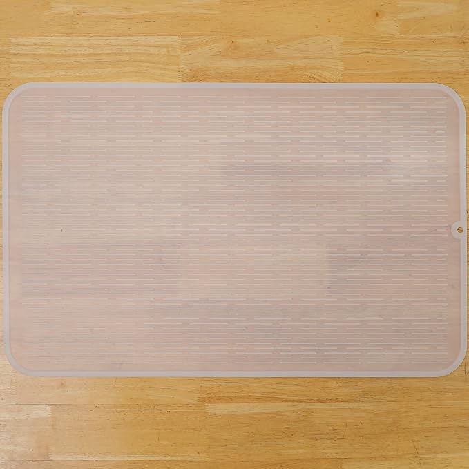 MicoYang Silicone Dish Drying Mat for Multiple Usage,Easy clean,Eco-friendly,Heat-resistant Silicone Mat for Kitchen Counter or Sink,Refrigerator or Drawer Liner Translucent 3XL 28 inches x 18 inches