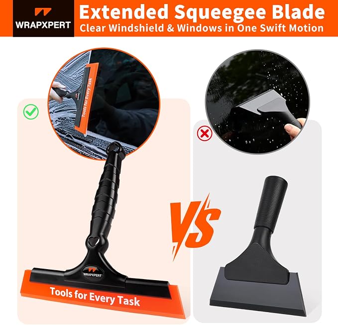 WRAPXPERT Window Tint Squeegee 2PCS 8-INCH Wide Blade Squeegee for Car Window Film Installation, Windows Tint Tool Kit for Windshield, Rear Glass Water Removal Bathroom Cleaning Kit