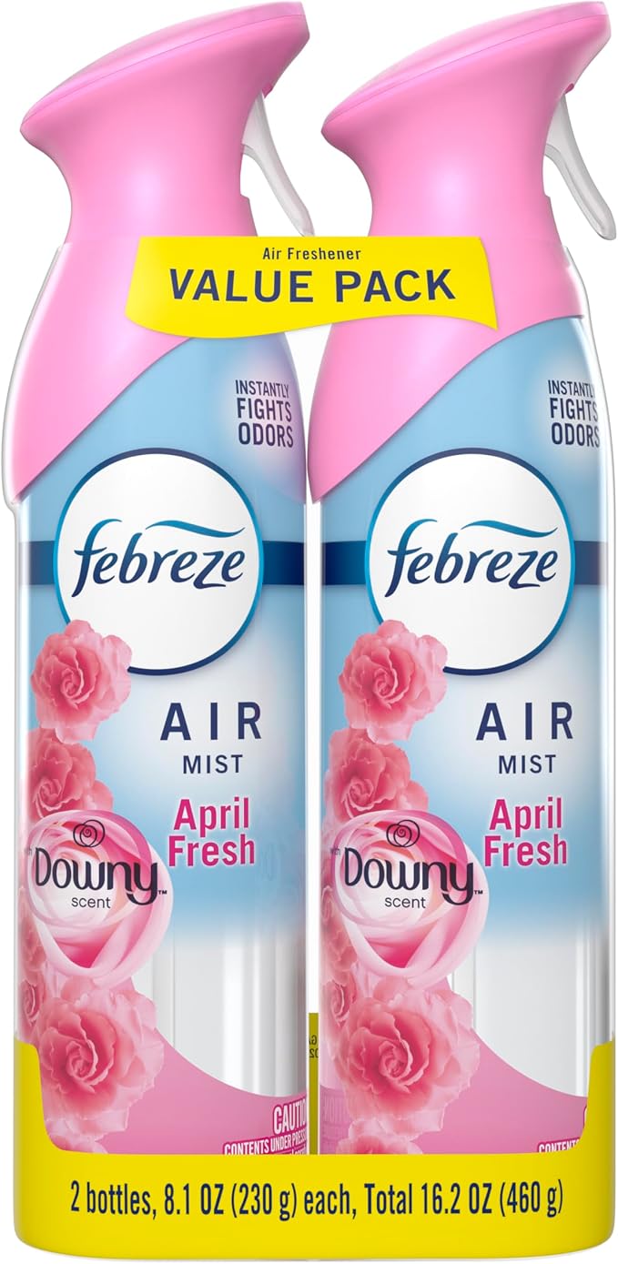 Febreze Air Mist, Air Freshener Spray, Odor Fighting Room Spray, Deodorizer for Home Bathroom Kitchen Office Apartment Dorm Room Classroom, Downy April Fresh Scent, 8.1oz (Pack of 2)