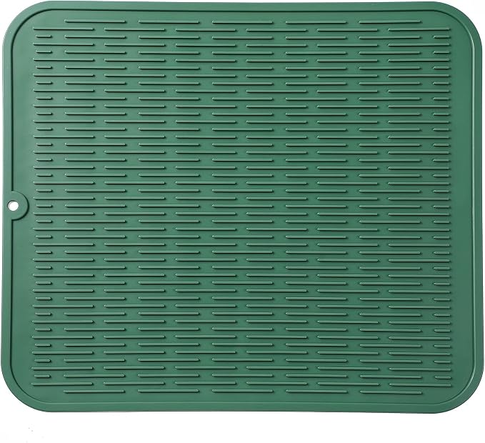 MicoYang Silicone Dish Drying Mat for Multiple Usage,Easy clean,Eco-friendly,Heat-resistant Silicone Mat for Kitchen Counter or Sink,Refrigerator or Drawer Liner Green 2XL 24 inches x 18 inches