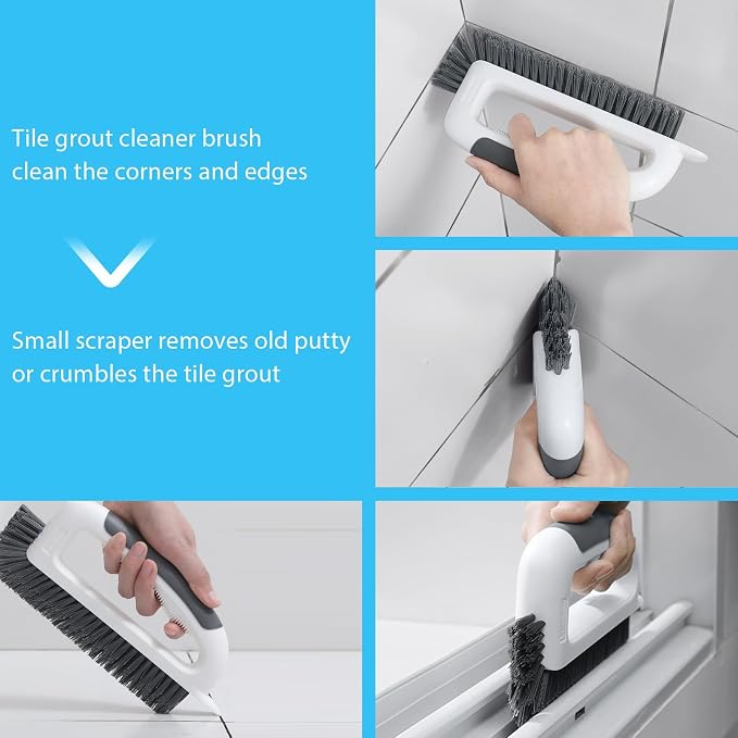 Lumkew Grout Cleaning Brush, V Shape Stiff Grout Cleaner Brush for Floors Tile Grout Scrubber Bathroom Shower Corner, 1 Pcs
