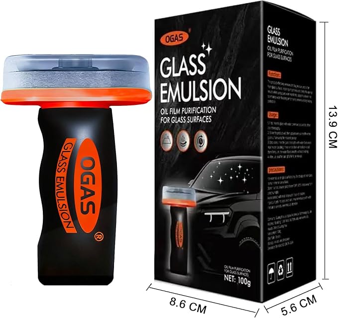 Car Windshield Cleaner & Glass Oil Film Remover, 2Pcs | Removes Oil, Grease & Fog, wiper residue, Anti-Fog Glass Emulsion Cleaner for Clear Driving Visibility,100ml